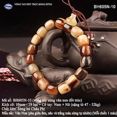 Vòng tay sừng vân nưa bò Châu Phi đốt trúc (BH605N) Phú quý và trường tồn 