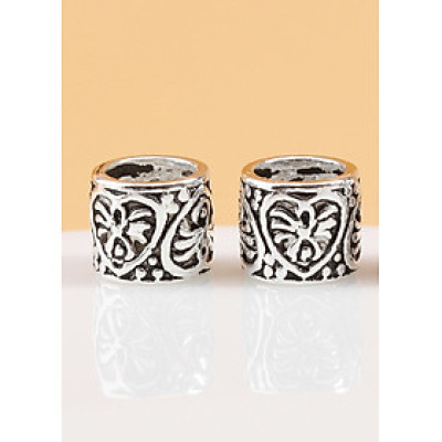 Combo 2 cái charm bạc chặn hạt họa tiết hoa văn - Ngọc Quý Gemstones