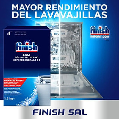 Combo Finish phụ gia: Nước làm bóng 400ml + Dung dịch vệ sinh máy 250ml + Muối rửa chén bát 1.5kg