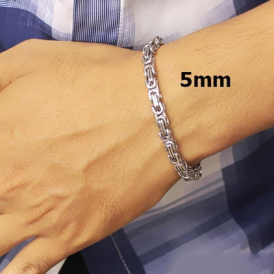 Vòng tay Lắc tay nam titan thép không gỉ đẹp sang trọng inox ziczac vuông trangsucpt 5mm PTLTNA85