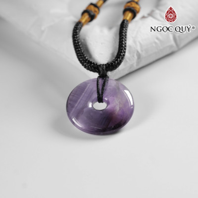 Mặt dây chuyền đồng điếu đá thạch anh tím đẹp 25mm mệnh hỏa. thổ - Ngọc Quý Gemstones