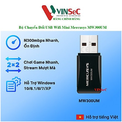 Bộ Chuyển Đổi USB Wifi Mini Mercusys MW300UM N300 - Hàng Chính Hãng