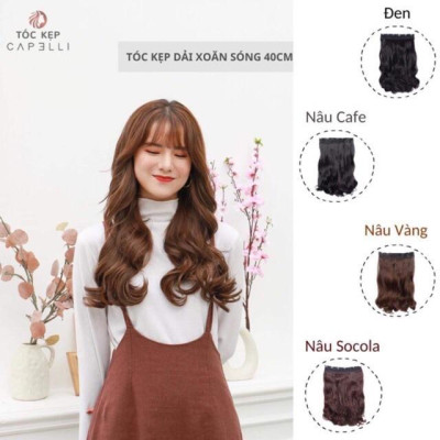  Tóc giả kẹp nữa đầu kẹp phím   kẹp phím nữa đầu dợn sóng lững- hình thật