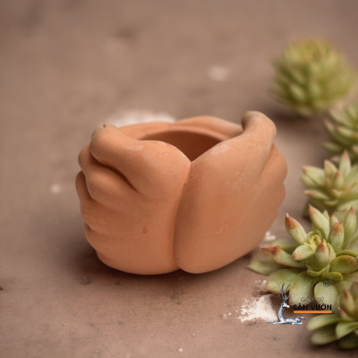 Chậu Đất Nung Hình Bàn Tay Khoanh