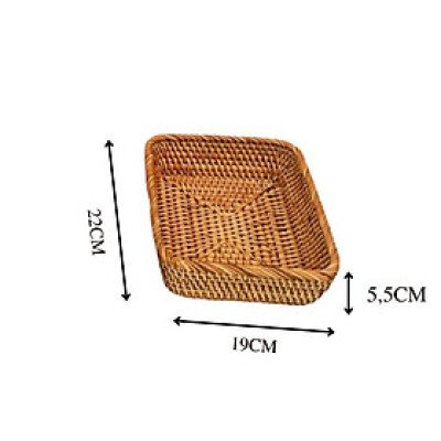 Giỏ mây ONGTRE hình chữ nhật đáy vát đựng hoa quả, bánh kẹo