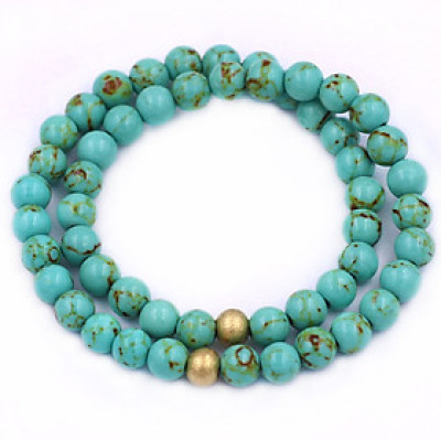 [Mệnh Thủy, Mộc] Vòng Chuỗi Đôi 6 Ly Đá Thiên Hà Charm Bi Inox VDTHHBD