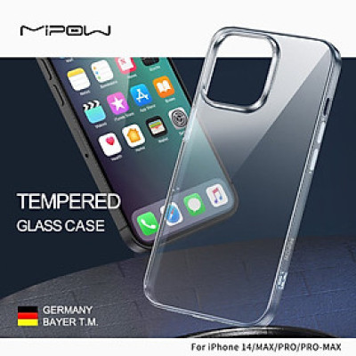 Ốp Lưng TEMPERED GLASS TRANSPARENT Nguyên Liệu Đức (DROPTEST 1.8M, Chống Ố Vàng) dành cho  iPhone 14 / iPhone 14 Plus/ iPhone 14 Pro/ iPhone 14 ProMax- Hàng chính hãng