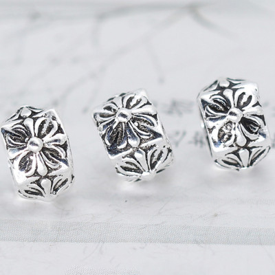 Combo 3 cái charm bạc chặn hạt họa tiết hoa văn - Ngọc Quý Gemstones