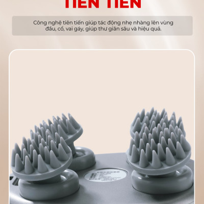 Máy Massage Đầu Buheung MK-341, công suất 5W, 4 đầu massage silicon đa điểm, BH chính hãng 12 tháng