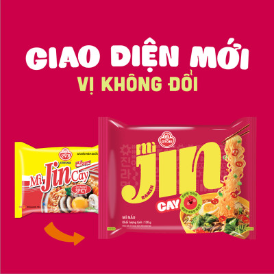 Lốc 5 gói mì Jin Cay Otoki hương vị chuẩn Hàn, vị cay bùng nổ (120gx5)