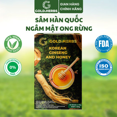 Sâm Hàn Quốc ngâm mật ong rừng GoldzHerbs, 100% mật ong nguyên chất – Hũ 300g/ Hộp 15 gói