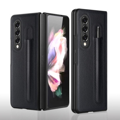 Ốp Lưng Cho Galaxy Z FOLD 6 / Z FOLD 5 / Z FOLD 4 Chống Sốc Bằng Da Có Ngăn Đựng Bút ( KHÔNG BAO GỒM BÚT )