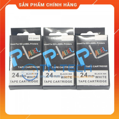 Nhãn in CASIO PT-24WE - Chữ đen nền trắng 24MM x 8M - Dùng cho máy in nhãn CASIO [Hàng nhập khẩu]
