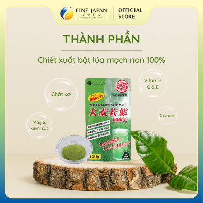 Bột lúa mạch non Young Barley Grass FINE JAPAN bổ sung chất xơ và Vitamin gói 100gr/330gr