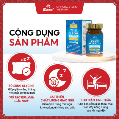 Combo 2 Hộp Viên uống MAMORI Glycine L-Theanine giúp giảm căng thẳng - stress, Hỗ trợ ngủ ngon, ngủ sâu giấc (60 Viên)