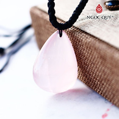 Mặt dây chuyền hình giọt nước thạch anh hồng - Ngọc Quý Gemstones