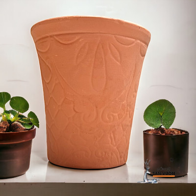 Chậu Gốm Đất Nung Vót Miệng Loe  D15cm X  H16cm