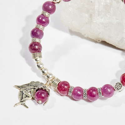 Vòng tay phong thủy nữ đá ruby charm ánh nguyệt 7mm mệnh hỏa , thổ - Ngọc Quý Gemstones