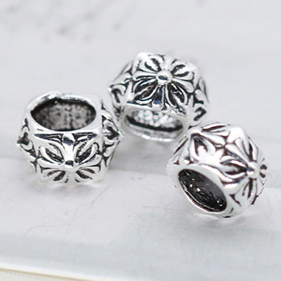 Combo 3 cái charm bạc chặn hạt họa tiết hoa văn - Ngọc Quý Gemstones