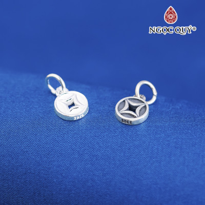 Charm bạc đồng xu treo - Ngọc Quý Gemstones