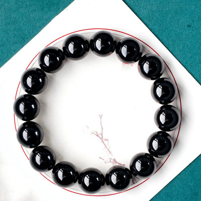 Vòng tay mã não đen 7A mệnh Thủy kích thước 12mm