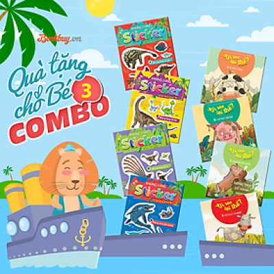 Sách - Combo Quà Tặng Cho Bé 3 (4 Cuốn Sticker Khủng Long + 4 Cuốn Vì Sao Lại Thế)