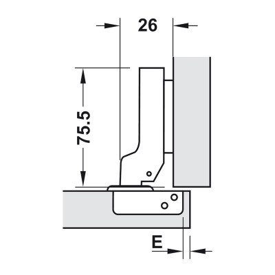 Bản lề giảm chấn Hafele Inox 304 trùm nữa - Cong vừa - 315.06.751 + Đế bản lề