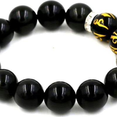 Vòng tay chuỗi hạt thạch anh đen 14 ly MSA122 (14cm)