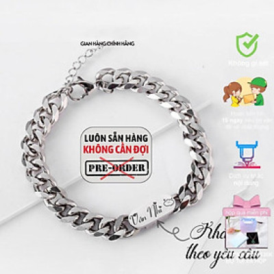 【Khắc tên ghi chú】Dây chuyền nam nữ mặt trơn, Vòng tay nam nữ mặt trơn titan phong cách