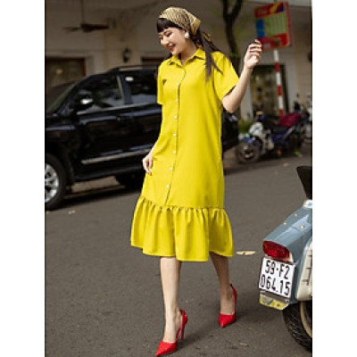 Đầm babydoll vàng chanh ngắn tay NGADO