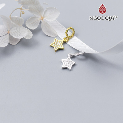 Charm bạc  treo hình ngôi sao đính đá - Ngọc Quý Gemstones