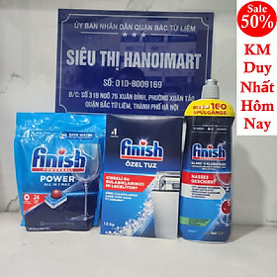 Combo 48 Viên rửa bát Finish all in 1 + Muối Finish 1.5kg + Nước làm bóng finish 1150ml