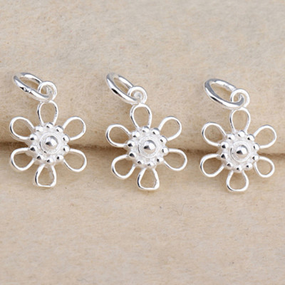 Combo 5 cái charm bạc hình hoa sáu cánh mặt treo - Ngọc Quý Gemstones