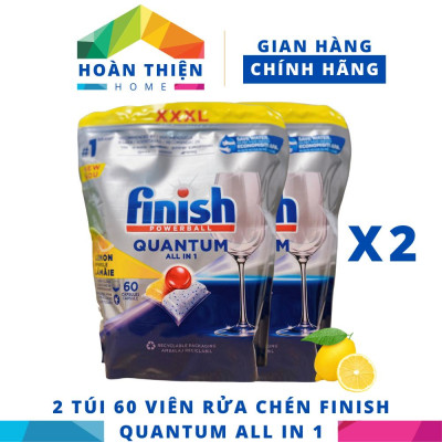 [HCM Hỏa Tốc] Túi 60 viên rửa chén Finish Quantum All in 1 (Loại viên lớn trong 1 viên công thức mới - sx 2023)