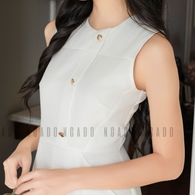 Đầm trắng túi xéo NGADO , đầm nữ , Đầm suông , Đầm dạo phố