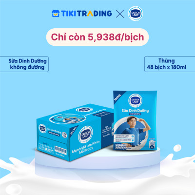 Thùng 48 Bịch Sữa Tiệt Trùng Dutch Lady Cô Gái Hà Lan Không Đường 180ml