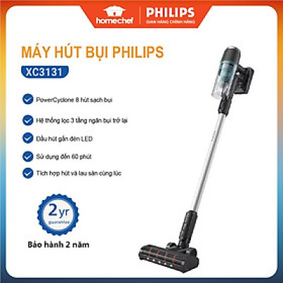 Máy hút bụi và lau sàn không dây dạng cán, máy hút bụi cầm tay Philips XC3131/01, bảo hành 2 năm | Hàng Chính Hãng