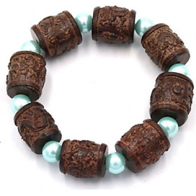 Vòng tay chuỗi hạt trụ rồng gỗ đàn hương TRNT14