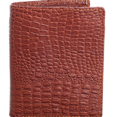 HJ2121 - Bóp nam Huy Hoàng vân cá sấu kiểu đứng màu nâu