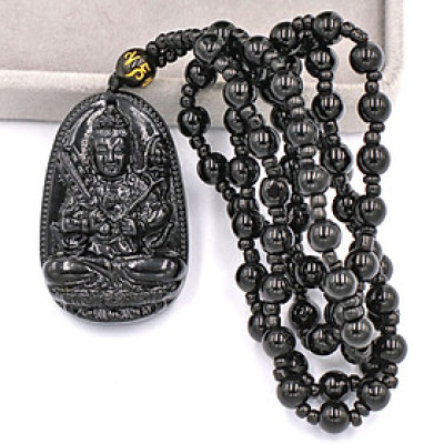 Vòng cổ Hư Không Tạng Bồ tát thạch anh đen 4.3 cm DHTEB6
