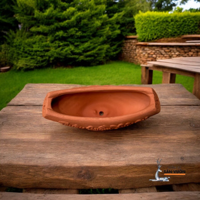 Chậu Gốm Đất Nung Hình Chiếc Thuyền Nhỏ 23x8x6cm