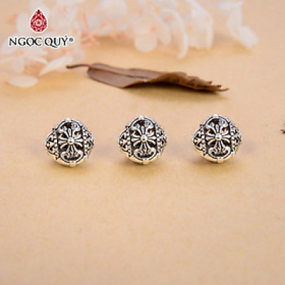 Charm xỏ ngang hạt hoa tiết hoa văn - Ngọc Quý Gemstones