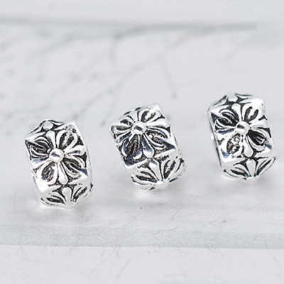 Combo 3 cái charm bạc chặn hạt họa tiết hoa văn - Ngọc Quý Gemstones