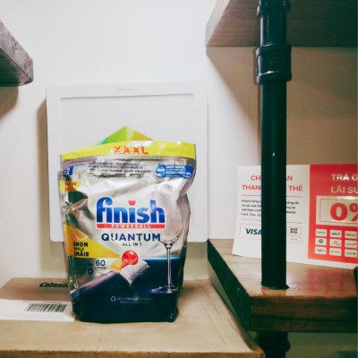 [HCM Hỏa Tốc] Túi 60 viên rửa chén Finish Quantum All in 1 (Loại viên lớn trong 1 viên công thức mới - sx 2023)