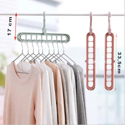 Combo 20 Móc Treo Quần Áo 9 Lỗ Thông Minh , Đa Năng GROFA - Hàng chính hãng (Giao màu ngẫu nhiên)