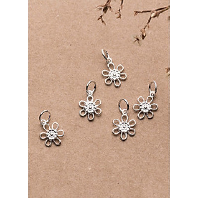 Combo 5 cái charm bạc hình hoa sáu cánh mặt treo - Ngọc Quý Gemstones