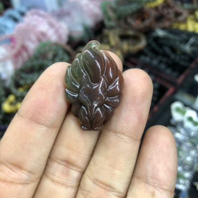 Mặt dây chuyền Hồ Ly phong thủy đá ngọc băng tảo