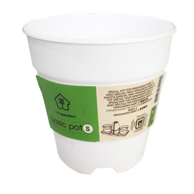 Chậu trồng cây trong nhà để bàn cao cấp Minigarden Basic Pot S, màu trắng nhập khẩu Châu Âu, Chất liệu nhựa PP chống UV, với cơ chế tự hút nước - thoát nước giúp cây sống tốt không cần chăm sóc