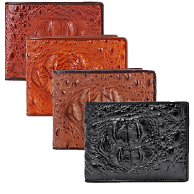 HT2213-14-15-49 - Ví nam Huy Hoàng da cá sấu gù đầu màu đen, nâu đỏ, vàng bò, nâu đất