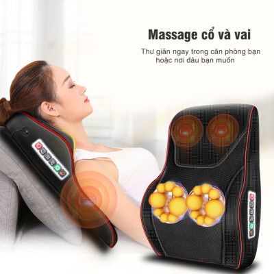 Gối Massage Cổ Vai Gáy Cao Cấp Thế Hệ Mới, Máy Massage Hồng Ngoại 20 bi Đa Chức Năng, Giảm Nhức Mỏi Toàn Thân Hiệu Quả